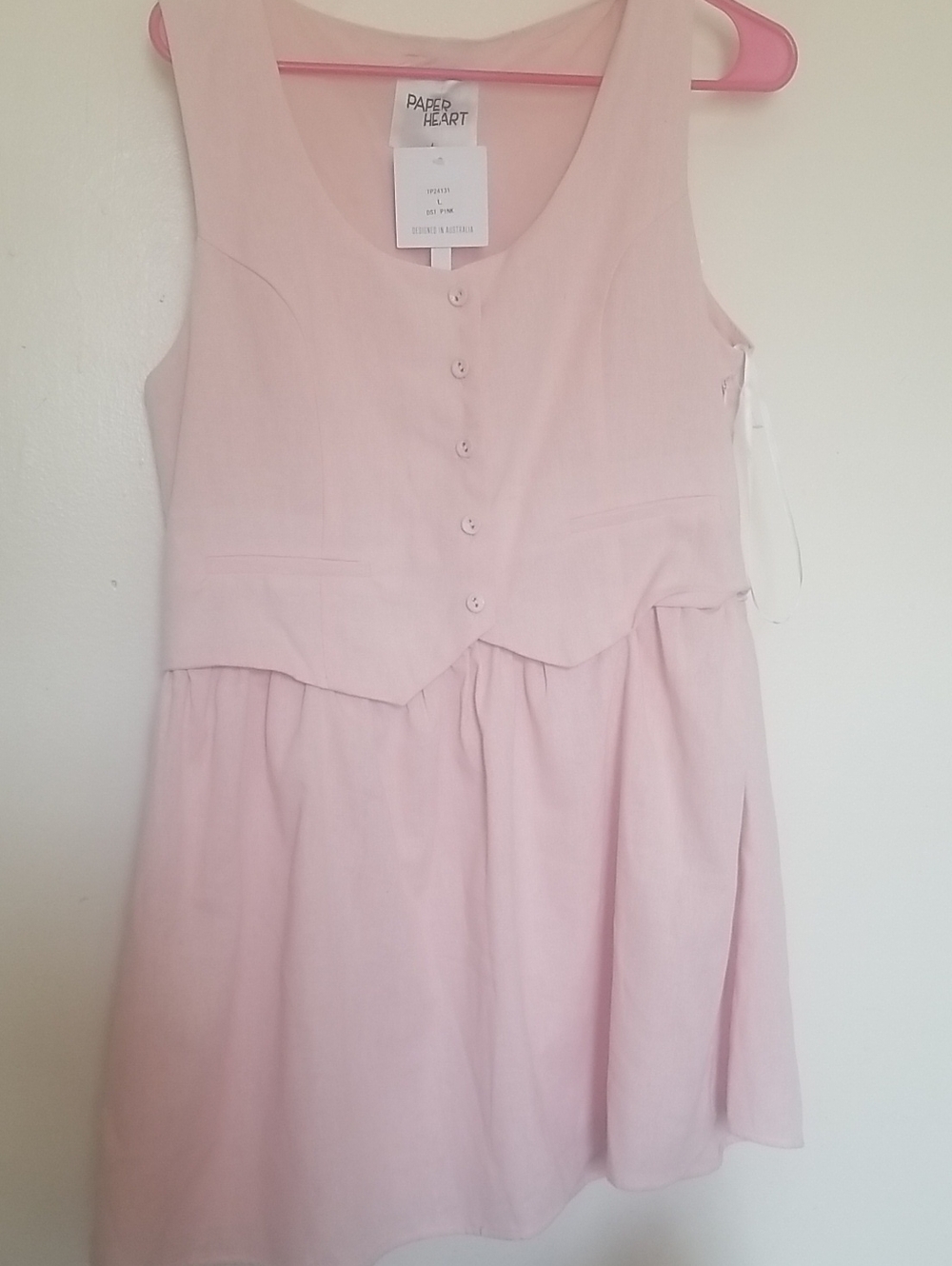 Paper Heart Blush Pink Sleeveless Button Front Dress